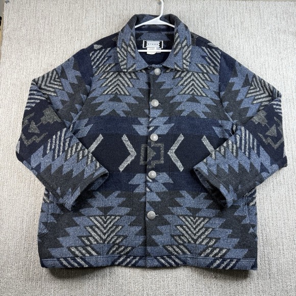 Vintage Stark Aztec Jacket Men's Size XXL USA Made Blue Southwestern - Picture 1 of 6